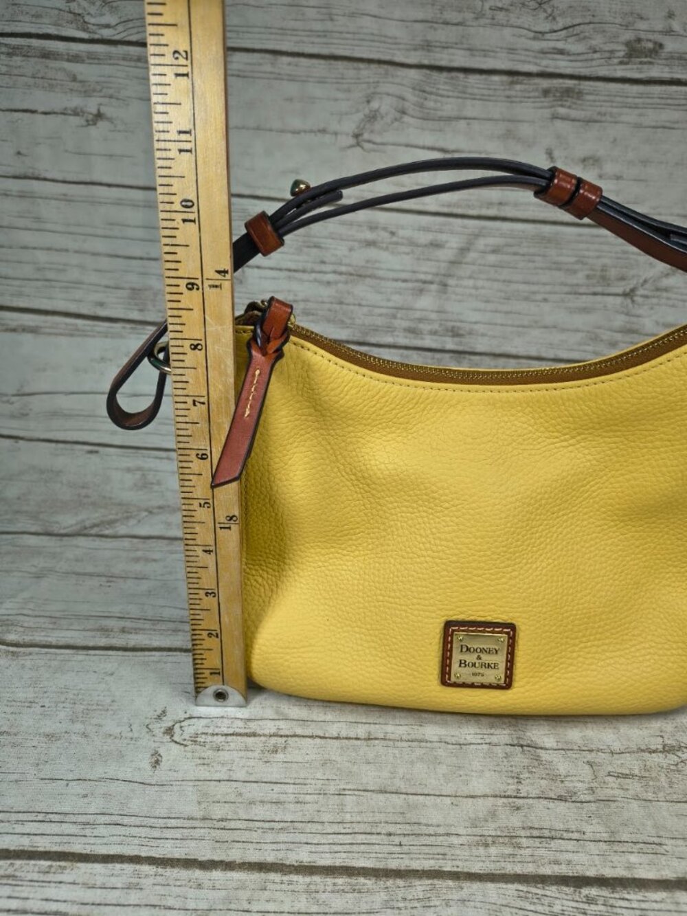 Dooney & Bourke Yellow Small Kiley Hobo Pebbled Leather Shoulder Bag - Picture 7 of 10